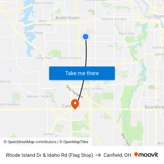 Rhode Island Dr & Idaho Rd (Flag Stop) to Canfield, OH map