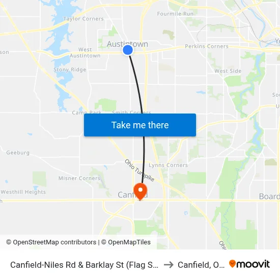 Canfield-Niles Rd & Barklay St (Flag Sto to Canfield, OH map