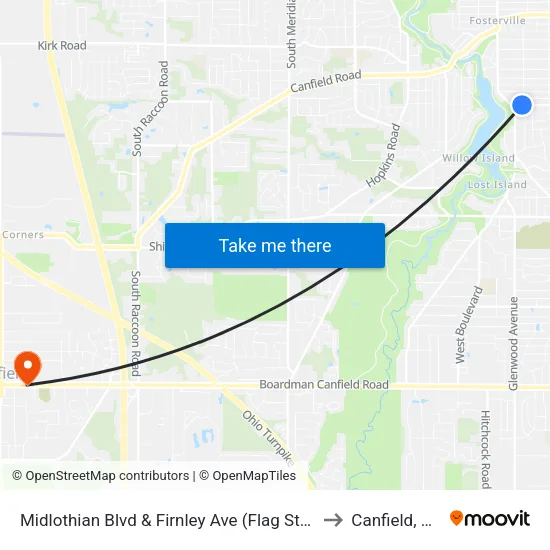 Midlothian Blvd & Firnley Ave (Flag Stop to Canfield, OH map