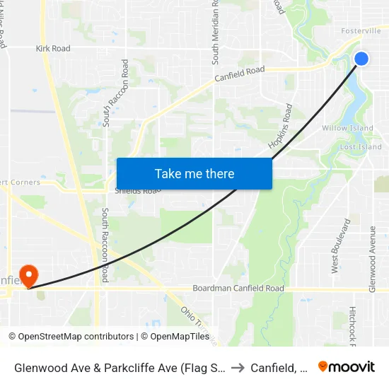 Glenwood Ave & Parkcliffe Ave (Flag Stop to Canfield, OH map