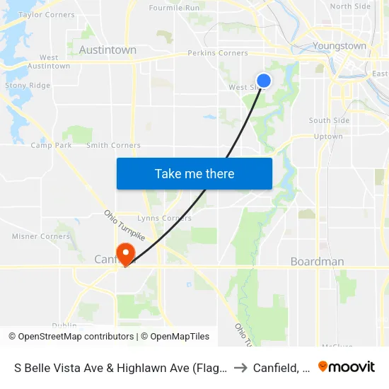 S Belle Vista Ave & Highlawn Ave (Flag S to Canfield, OH map
