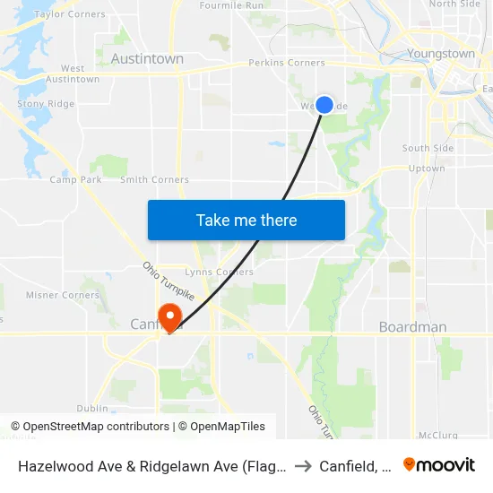 Hazelwood Ave & Ridgelawn Ave (Flag Stop to Canfield, OH map