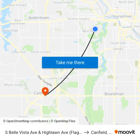S Belle Vista Ave & Highlawn Ave (Flag S to Canfield, OH map