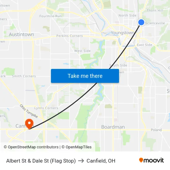 Albert St & Dale St (Flag Stop) to Canfield, OH map