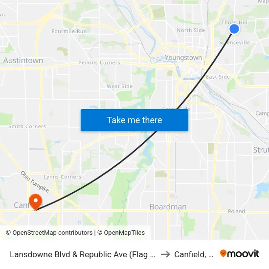 Lansdowne Blvd & Republic Ave (Flag Stop to Canfield, OH map