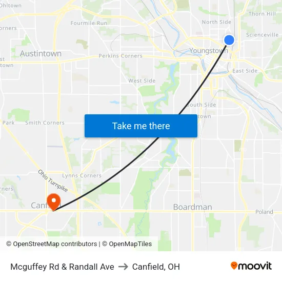 Mcguffey Rd & Randall Ave to Canfield, OH map