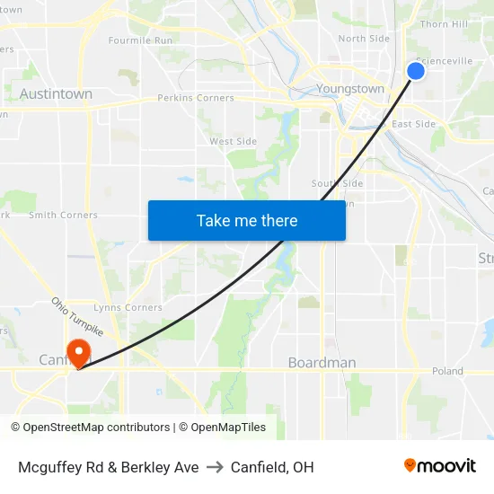 Mcguffey Rd & Berkley Ave to Canfield, OH map