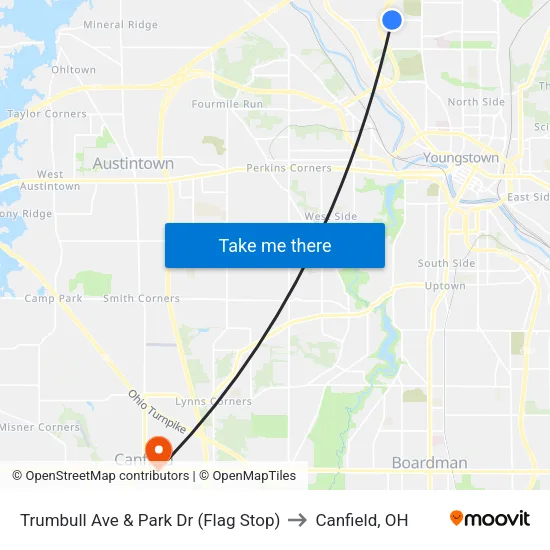 Trumbull Ave & Park Dr (Flag Stop) to Canfield, OH map