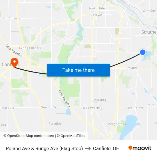 Poland Ave & Runge Ave (Flag Stop) to Canfield, OH map