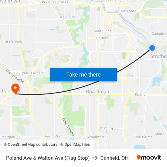 Poland Ave & Walton Ave (Flag Stop) to Canfield, OH map