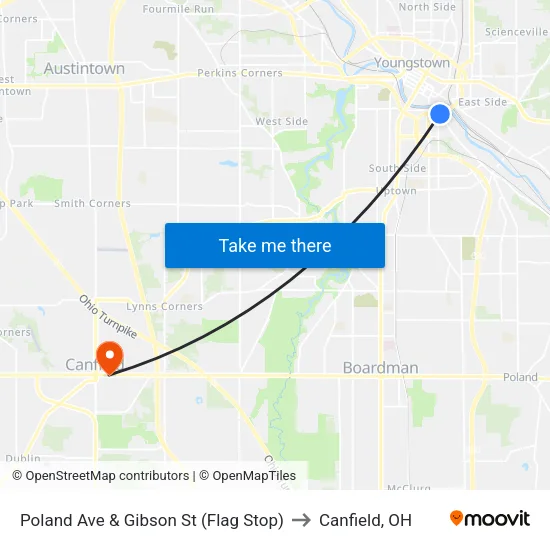 Poland Ave & Gibson St (Flag Stop) to Canfield, OH map