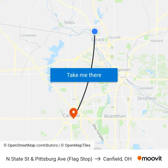 N State St & Pittsburg Ave (Flag Stop) to Canfield, OH map