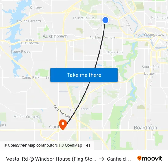 Vestal Rd @ Windsor House (Flag Stop) to Canfield, OH map