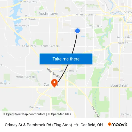 Orkney St & Pembrook Rd (Flag Stop) to Canfield, OH map