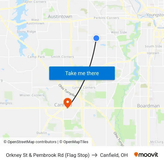Orkney St & Pembrook Rd (Flag Stop) to Canfield, OH map
