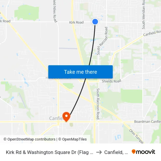 Kirk Rd & Washington Square Dr (Flag Sto to Canfield, OH map