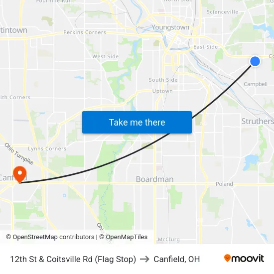 12th St & Coitsville Rd (Flag Stop) to Canfield, OH map