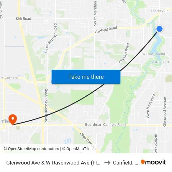 Glenwood Ave & W Ravenwood Ave (Flag Sto to Canfield, OH map