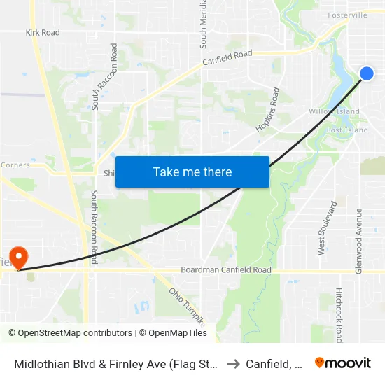 Midlothian Blvd & Firnley Ave (Flag Stop to Canfield, OH map