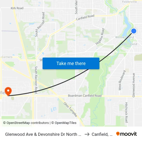 Glenwood Ave & Devonshire Dr North (Flag to Canfield, OH map