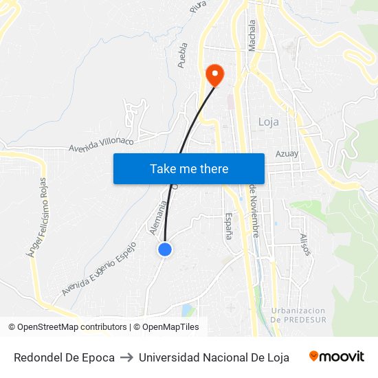Redondel De Epoca to Universidad Nacional De Loja map
