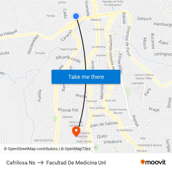 Cafrilosa Ns to Facultad De Medicina Unl map