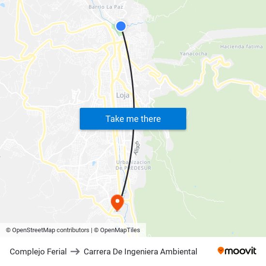 Complejo Ferial to Carrera De Ingeniera Ambiental map