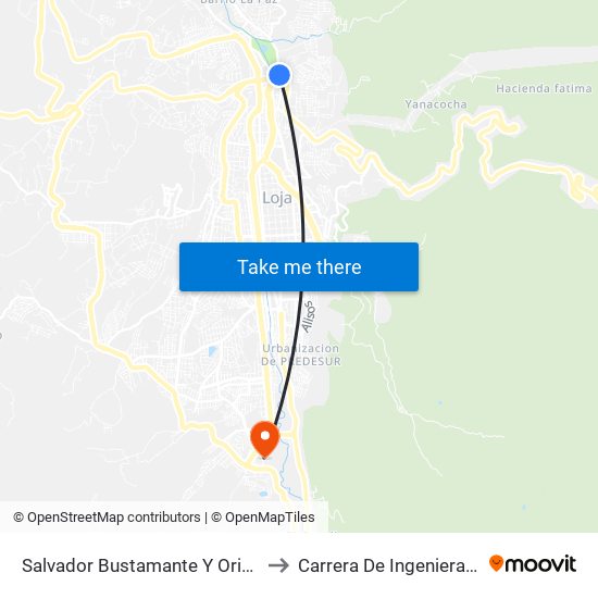 Salvador Bustamante Y Oriental De Paso to Carrera De Ingeniera Ambiental map