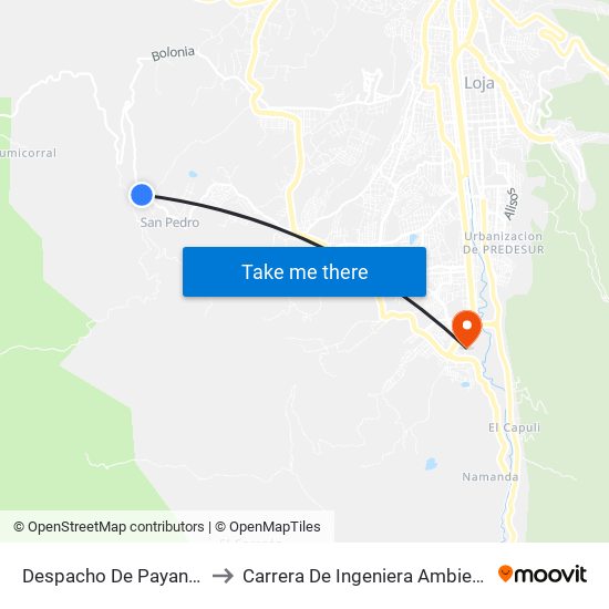 Despacho De Payanchi to Carrera De Ingeniera Ambiental map