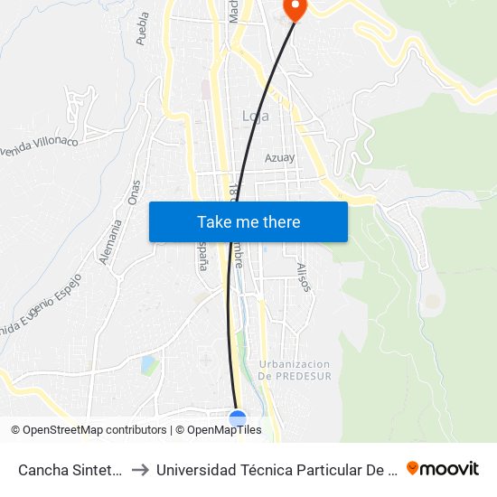 Cancha Sintetica to Universidad Técnica Particular De Loja map
