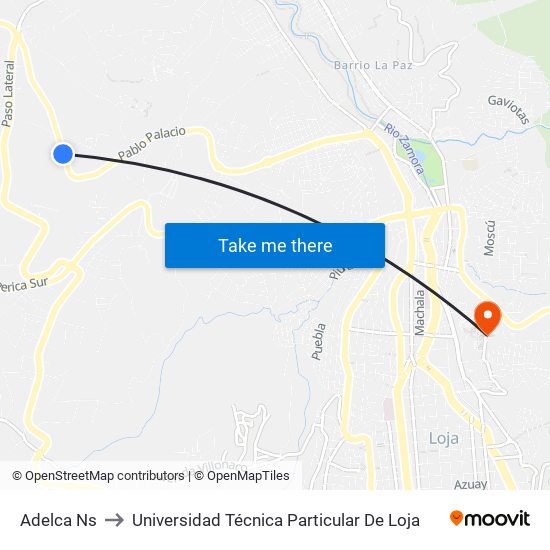 Adelca Ns to Universidad Técnica Particular De Loja map