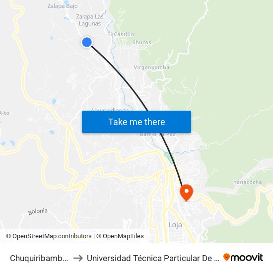 Chuquiribamba 1 to Universidad Técnica Particular De Loja map