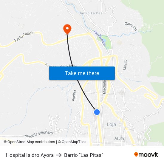 Hospital Isidro Ayora to Barrio "Las Pitas" map