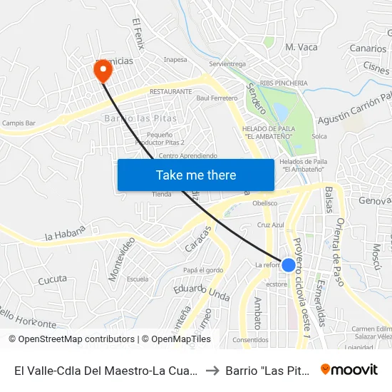 El Valle-Cdla Del Maestro-La Cuadra to Barrio "Las Pitas" map