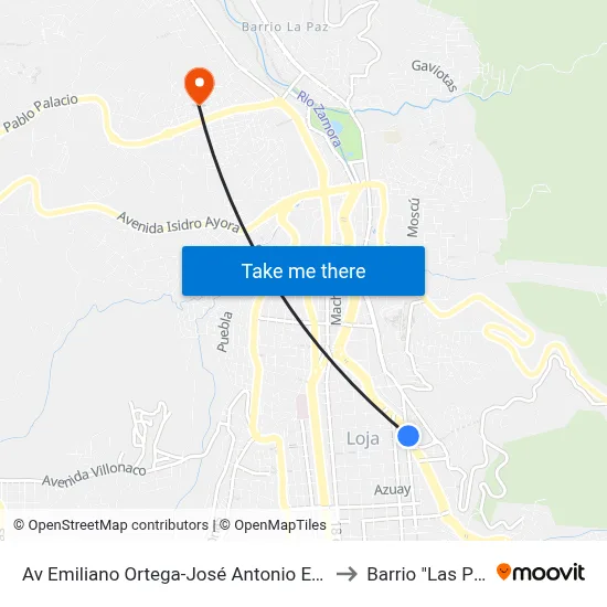 Av Emiliano Ortega-José Antonio Eguiguren to Barrio "Las Pitas" map