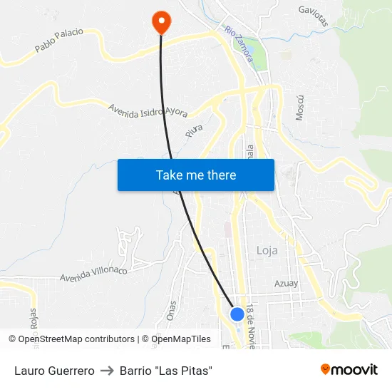 Lauro Guerrero to Barrio "Las Pitas" map