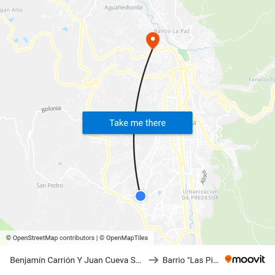 Benjamín Carrión Y Juan Cueva Serrano to Barrio "Las Pitas" map