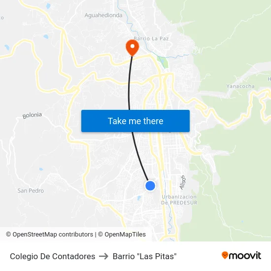 Colegio De Contadores to Barrio "Las Pitas" map