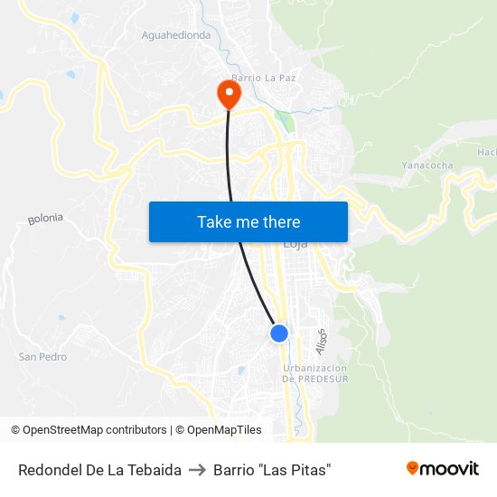 Redondel De La Tebaida to Barrio "Las Pitas" map
