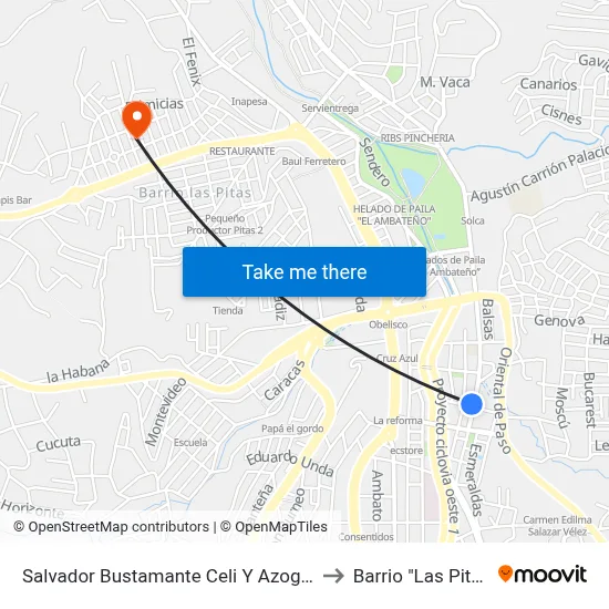 Salvador Bustamante Celi Y Azoguez to Barrio "Las Pitas" map