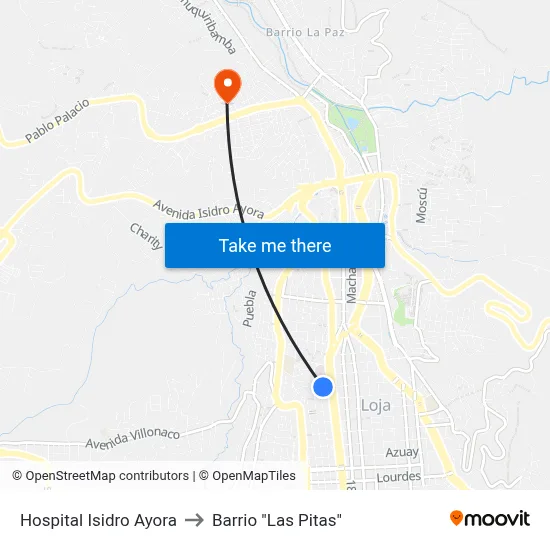 Hospital Isidro Ayora to Barrio "Las Pitas" map