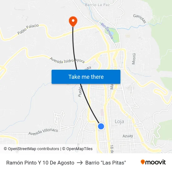 Ramón Pinto Y 10 De Agosto to Barrio "Las Pitas" map