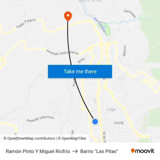 Ramón Pinto Y Miguel Riofrío to Barrio "Las Pitas" map