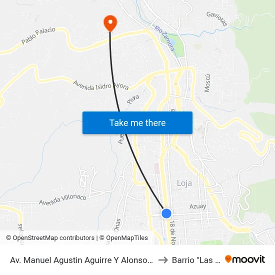 Av. Manuel Agustin Aguirre Y Alonso De Mercadillo to Barrio "Las Pitas" map