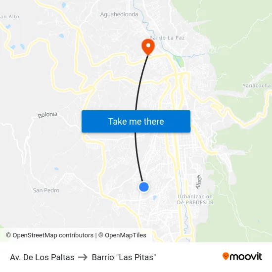 Av. De Los Paltas to Barrio "Las Pitas" map