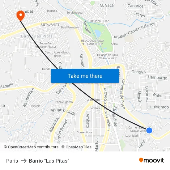 París to Barrio "Las Pitas" map