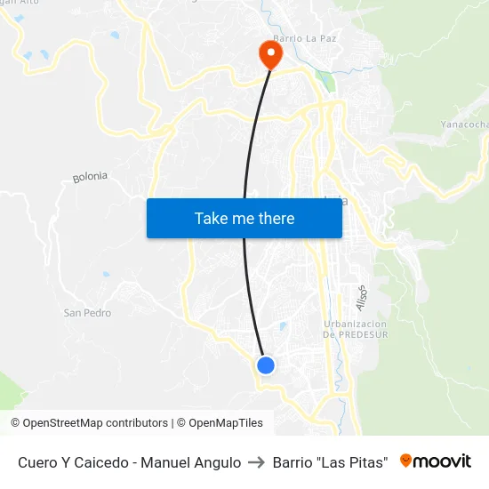 Cuero Y Caicedo - Manuel Angulo to Barrio "Las Pitas" map