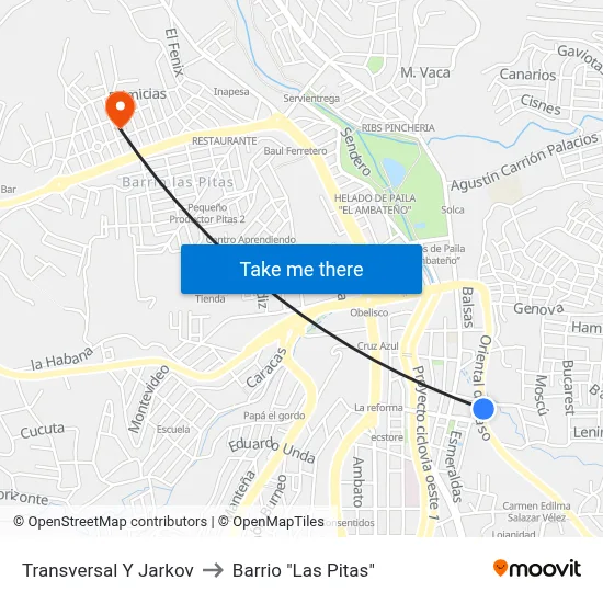 Transversal Y Jarkov to Barrio "Las Pitas" map