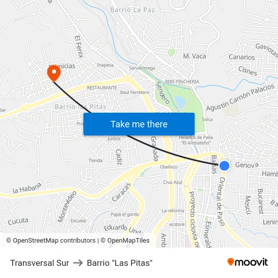 Transversal Sur to Barrio "Las Pitas" map