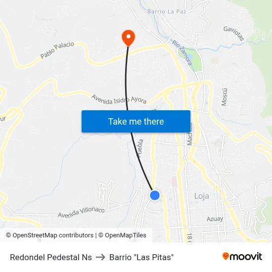 Redondel Pedestal Ns to Barrio "Las Pitas" map